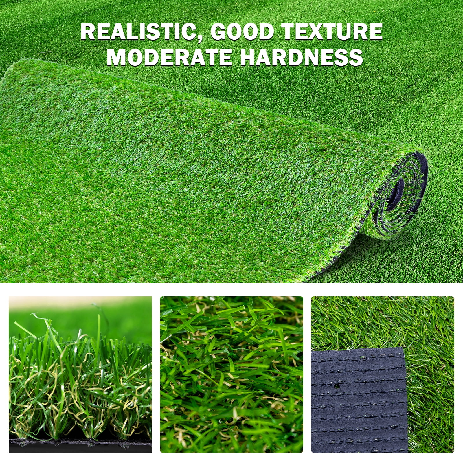 3 Pack 3.3FT x 10FT Artificial Grass Rug with Drainage Holes, Realistic Thick Synthetic Astroturf for Dogs, Indoor Outdoor Garden Lawn Mat