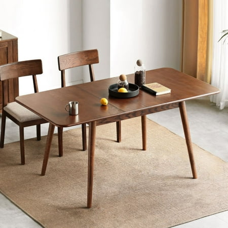 Marsrizon Home Solid Wood Extendable Coffee Table Rectangular Oak Dining Table for Living Room (Walnut Color)