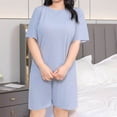 thumbnail image 4 of Aezemi Women Plus Size Sleep Set 2 Piece Fashion Short Sleeve Tops Shorts Summer Spring Home Comfy Casual Pajama Sets for Women 3XL, 4 of 9