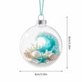 thumbnail image 2 of Ocean Themed Glass Christmas Ball Ornament with Battery Operated Led Light, Clear Sphere with Seashells and Waves, Hanging Decoration for Christmas Tree, 2 of 3