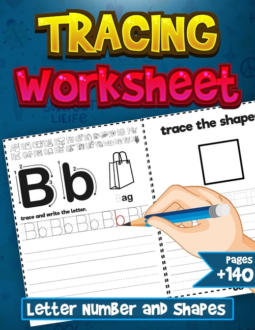 Tracing Worksheet Letter Number and Shapes Preschool writing Workbook