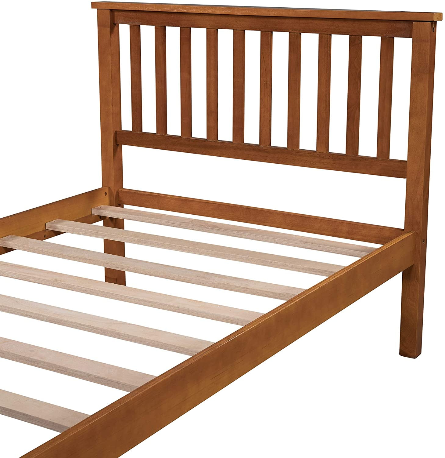 Harper & Bright Designs Twin Bed Frame Wood Platform Twin Bed No Box Spring Required, Oak