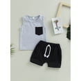 thumbnail image 2 of Infant Baby Boy Summer Outfits Contrasting Color Sleeveless Tank Tops and Stretch Casual Shorts Set, 2 of 7