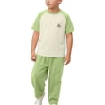 thumbnail image 6 of Amidoa Toddler Girls 2 Piece Outfits Summer Clothes T Shirt Cute Solid Color Ruffle Sleeve Short Sleeves Casual Pants Kids Clothing Sets Green Size 6, 6 of 8