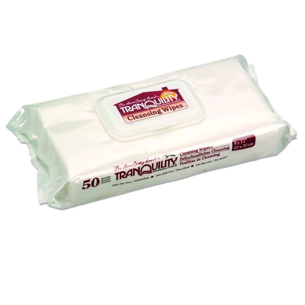 Tranquility Personal Cleansing Washcloth with Aloe 9'' x 13'', 50 Wipes