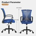 thumbnail image 3 of Office Chair Desk Chair Computer Chair Ergonomic Chair Adjustable Executive Mesh Mid Back with 360 Degree Swivel Wheels Lumbar Support Armrest (Blue), 3 of 14