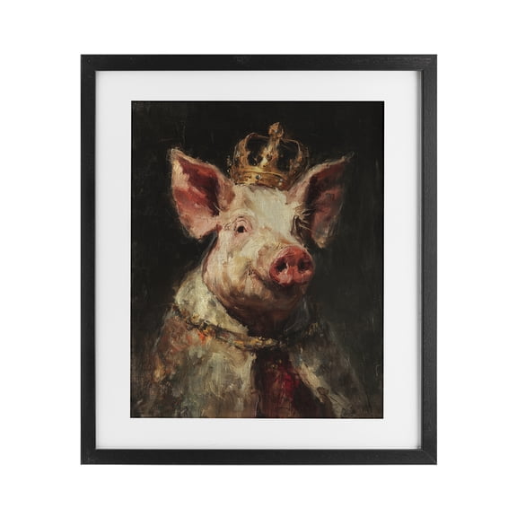 Stupell Industries Royal Swine Portrait Black Framed Print Under Glass, design by Svetlana Aleynikova