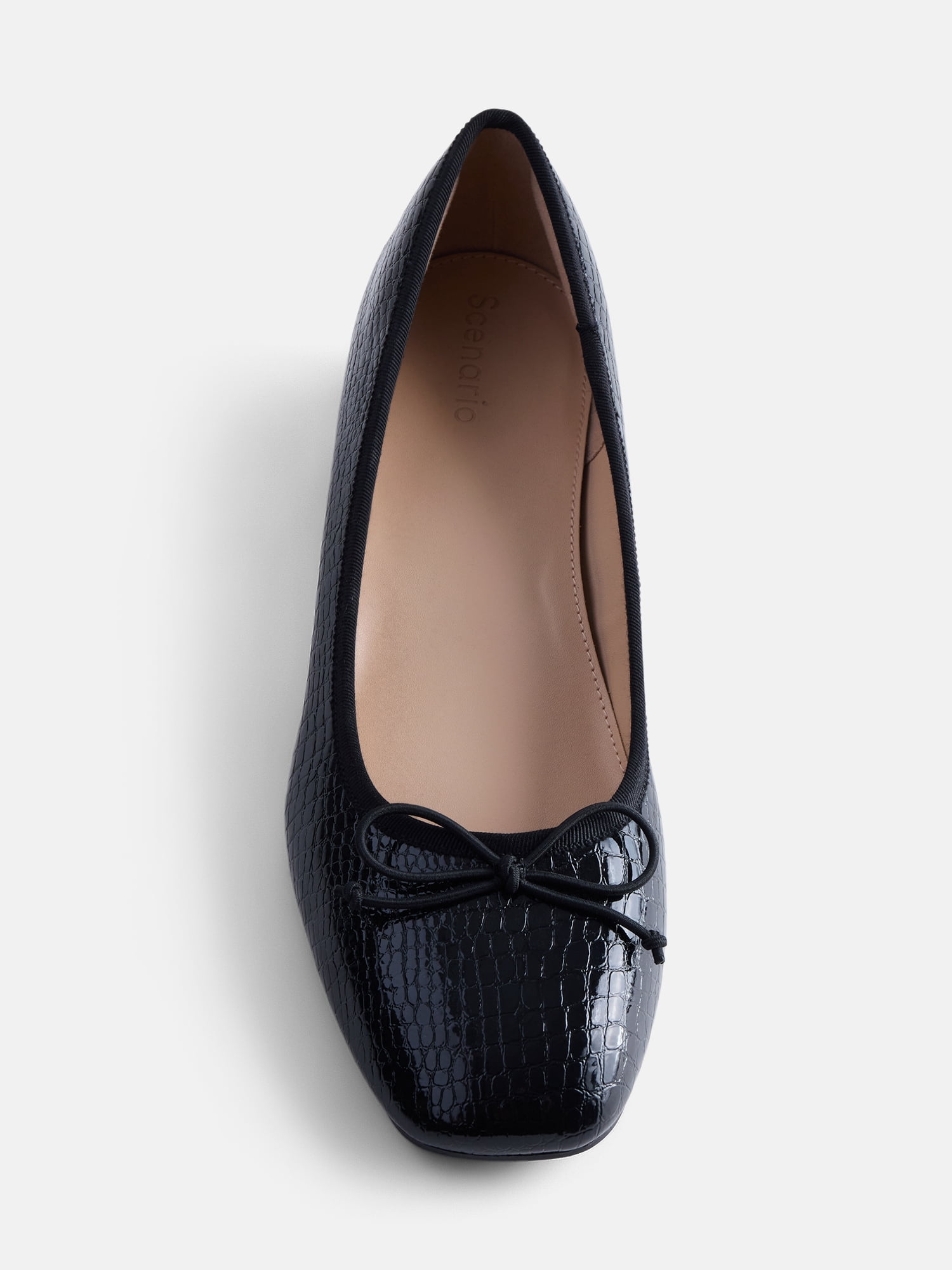 Scenario Women's Low Heel Faux Croc Ballet Flats