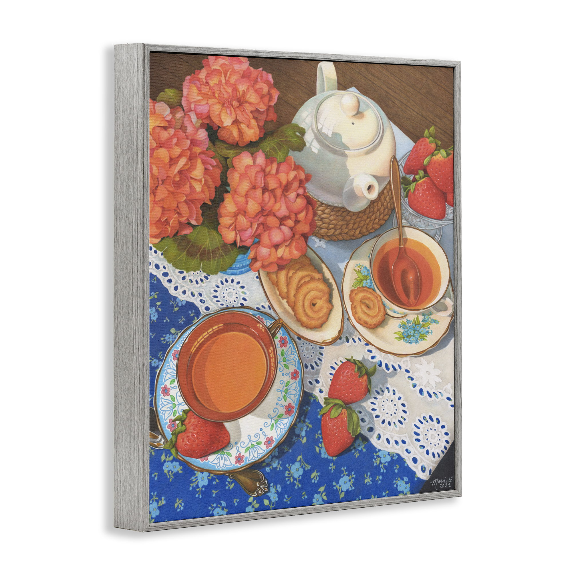 Stupell Industries Country Tea Time Food & Beverage Painting Gray Framed Art Print Wall Art, 11 x 14