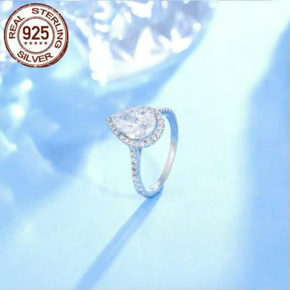 925 Sterling Silver Ring CZ S925 Silver Zirconia Wedding Engagement Party Ring