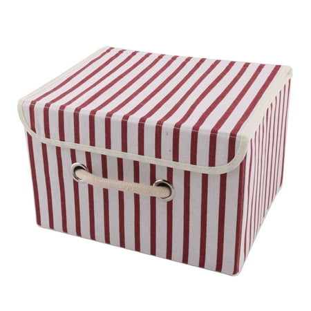 Cotton Striped Trunk - Bedroom Cotton Linen Stripe Pattern Clothes Underwear Socks Storage Box Case