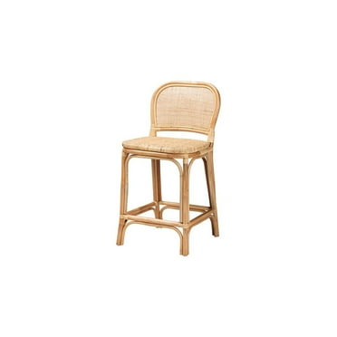 Baxton Studio Adrena Modern Bohemian Natural Brown Rattan Counter Stool