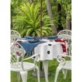 thumbnail image 2 of Outdoor Tablecloth with Umbrella Hole and Zipper, Navy Blue Snowman Christmas Round Table Cloth 54 Inch Waterproof Tablecloth, Xmas Snowflake Birds Berry Winter Picnic Table Cover for Patio Camping, 2 of 7