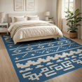 thumbnail image 3 of ODIKA 8'x10' Indigo Kota Handwoven Wool Design Washable Area Rug Geometric Patterns with Modern Aesthetic Non-Slip Chair-Friendly Mat for Dining Room, Large Office, Lounge, 3 of 7