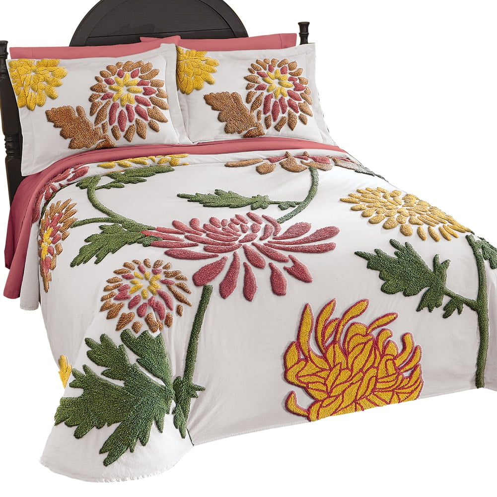 Fall Floral Garden Chenille Bedspread, King, Multi
