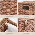 thumbnail image 6 of Large Laundry Hamper with Lid, Handwoven Natural Water Hyacinth Heightened Feet Laundry Basket, 2-Sections Wicker Clothes Hamper with Removable Liner Bag (Espresso, 120L), 6 of 7