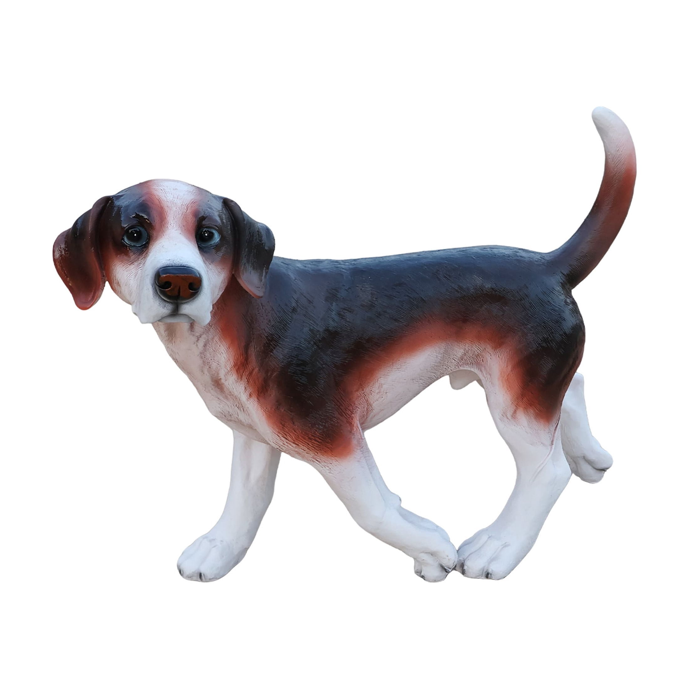 Noble House Lifelike Walking Beagle Dog Statue, Realistic Resin Animal Figurine for Outdoor Garden Decor, Multicolor