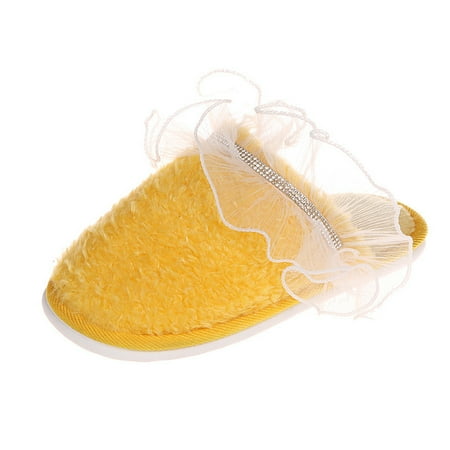 

Penkiiy Autumn And Winter Lace-side Toe Cotton Slippers To Keep Warm Indoor Women s Cotton ShoesWinter Slippers for Women and Girls