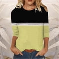thumbnail image 2 of GigrtiJin Womens 3/4 Sleeves Shirts Fall Round Neck Casual Colorblock Pullover Tops Fashion Loose Comfy Blouse, 2 of 3