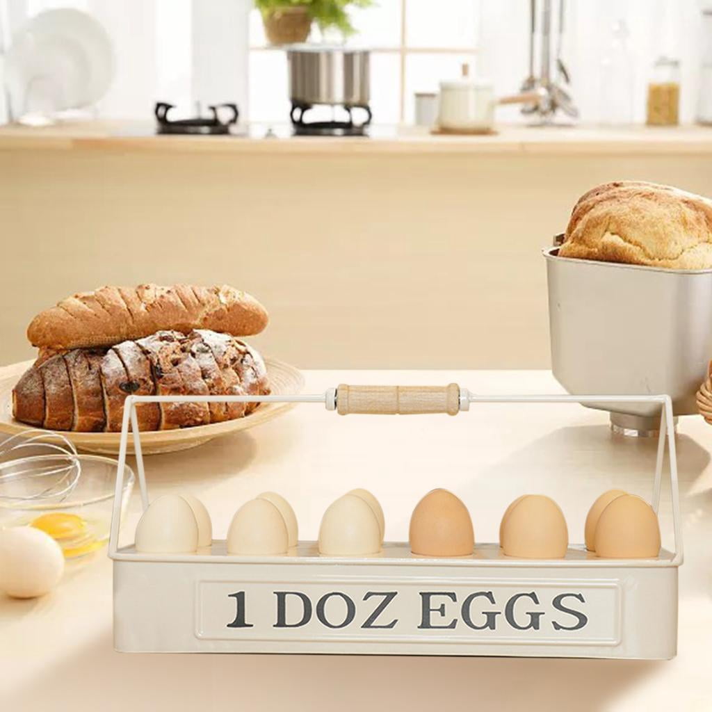 Household Egg Tray Holds 12 Carrier Box Container Rack Dispenser for Fridge Countertop Display Storage White