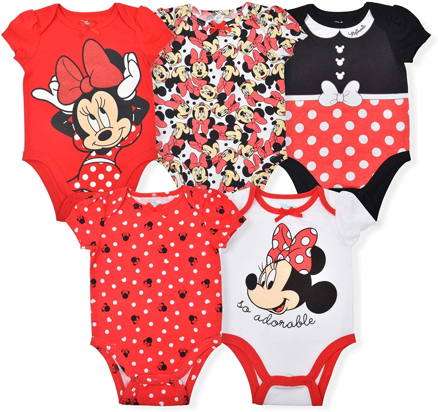 Disney Disney Minnie Mouse Girl's 5Piece Short Sleeve Baby Bodysuit