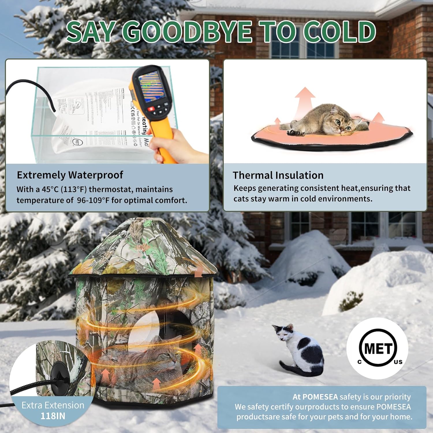 Heated Outdoor Cat House Weatherproof Cat Small Dog Warm Pet Shelter Carrier NEW PP10_Jungle