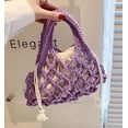 thumbnail image 5 of Kukuzhu Women Cotton Rope Top-handle Bag Summer Beach Handwoven Handbag Cotton Crochet Fishing Net Handbag Casual Bag Pouch Purse, 5 of 7