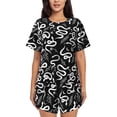thumbnail image 1 of Balery Hand Drawn Snake Conjunto de Pijama para Mujer con Estampado, Dos Piezas de Manga Corta y Shorts, Ropa de Dormir Suave con Cuello Redondo y Bolsillos-Small, 1 of 6