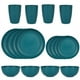thumbnail image 1 of Nvzi 16pcs Wheat Straw Dinnerware Set,Plates and Bowls Set,Camping Dish Set for 4, Plastic Dinnerware Set,Dishwasher Safe Dinnerware Set,Dark Green, 1 of 5