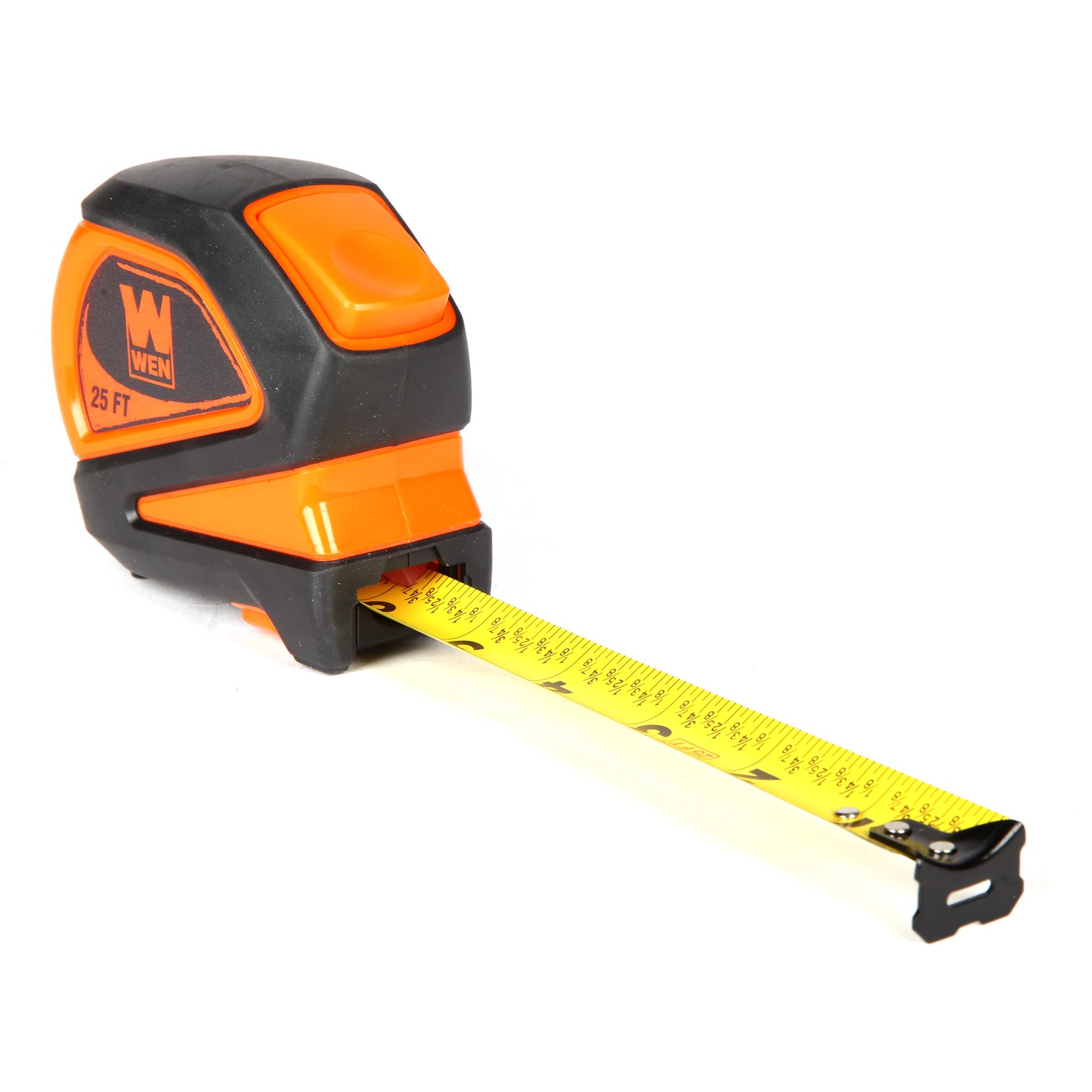 WEN 25-Foot Measuring Tape with Automatic Brake and Dual-Release Triggers