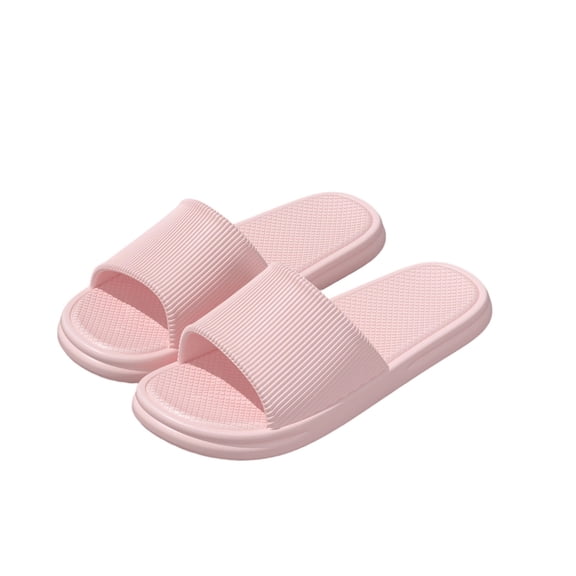 Xfvqtps Mens and Womens Shower Shoes Quick Drying Lightweight Stripe Non Slip Thick Sole Solid Color Breathable EVA Slide Shower Slippers House Slipper for Bathroom Indoor Outdoor Pink