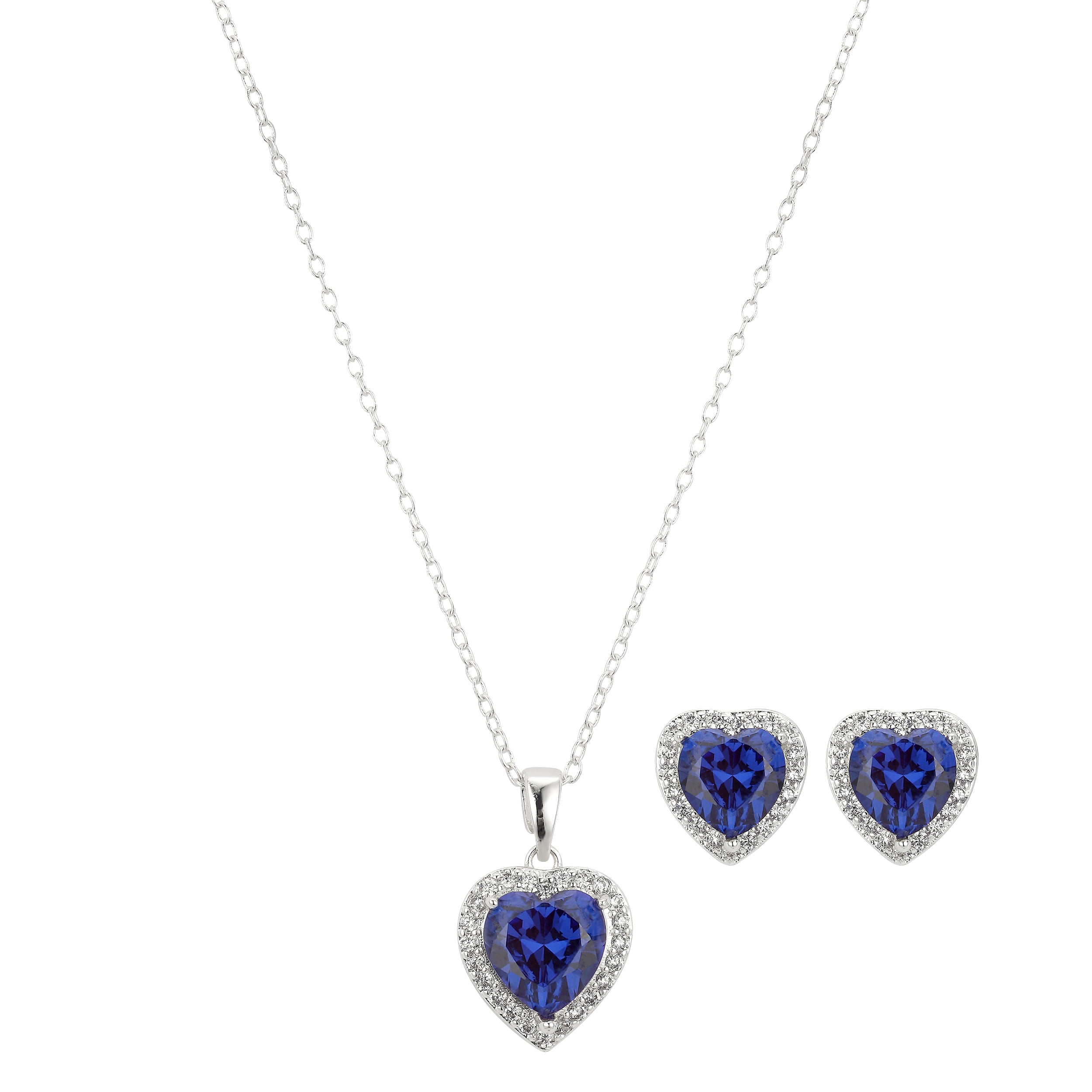 Believe by Brilliance Fine Silver Plated Blue Cubic Zirconia Heart ...
