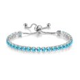 thumbnail image 1 of Pulsera de tenis ajustable con aguamarina creada de 7 quilates y baño de oro blanco de 18 quilates, 1 of 1