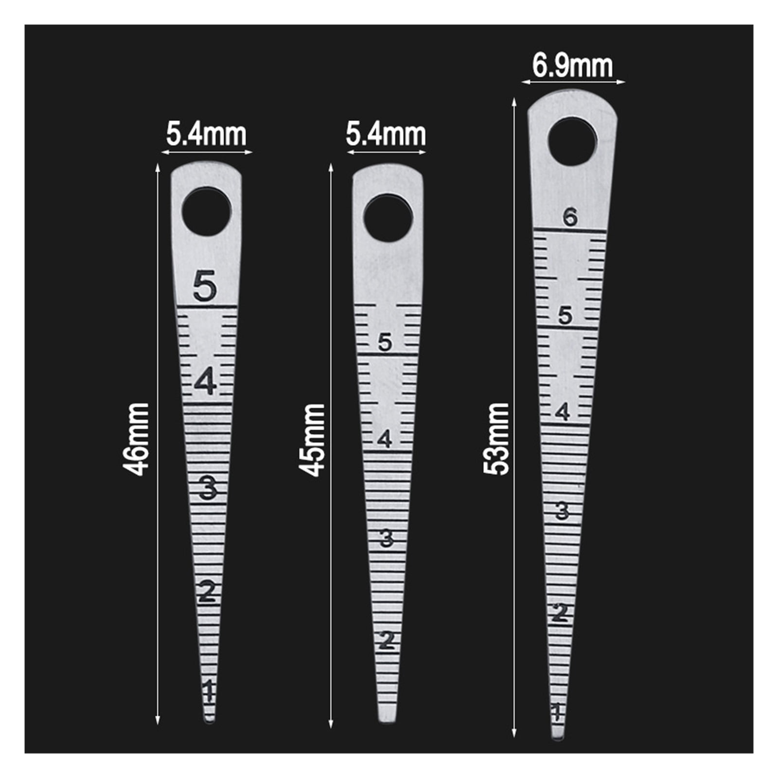 6pcs/set Taper Gauge 0-7mm Weld Inspection Ruler Stainless Steel Feeler Gauges Aperture Scale Hole Inspection Measuring Rulers ,Easy to Use