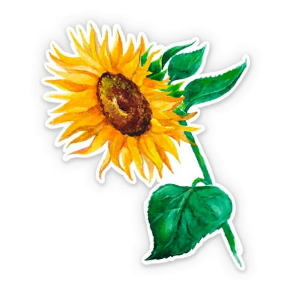 Sunflower Watercolor Flower - 3" Vinyl Sticker - For Car Laptop Water Bottle Phone - Waterproof Decal