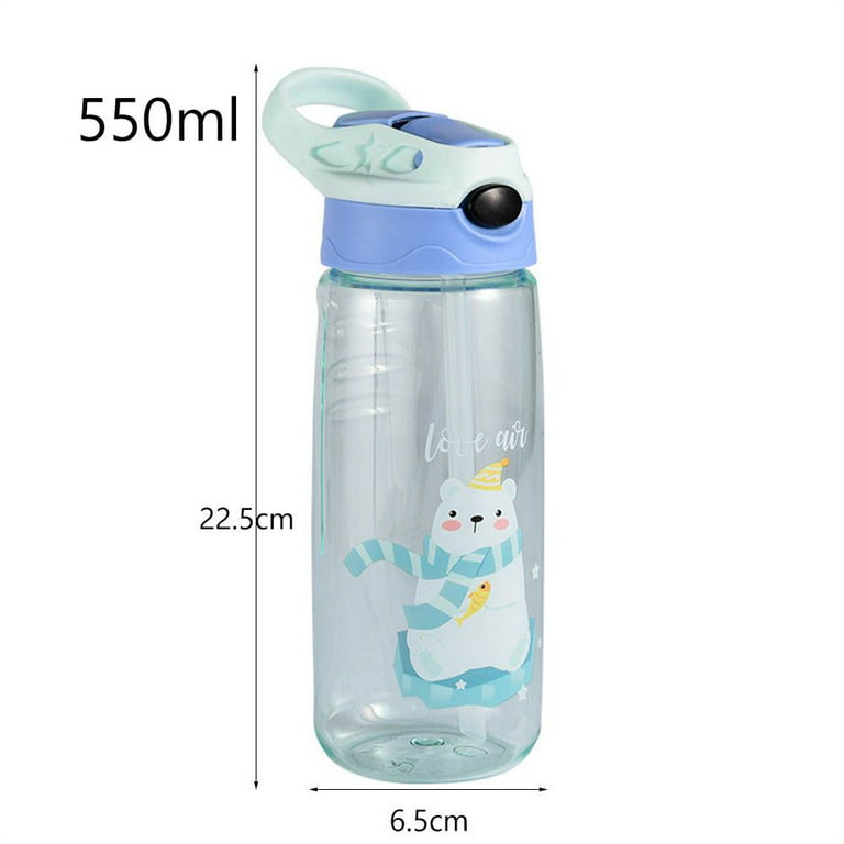 Plastic Camping Drinking Water Bottle Reusable Leakproof Cup Sports Bottle  Water Jug Children's Water Sippy Cup Children's Straw Cup Big Belly Cup  Bear Water Cup PINK 