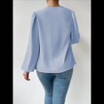 thumbnail image 4 of Blusas de Mujer con Cuello Vuelto, Larga, para Profesora, Oficina, Negocios, Elegantes, Informales Azul L, 4 of 5