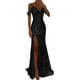 thumbnail image 1 of Vestido de fiesta con lentejuelas para mujer 2025: vestido de cóctel midi cruzado, frente fruncido brillante, poliéster para fiestas/veladas., 1 of 6