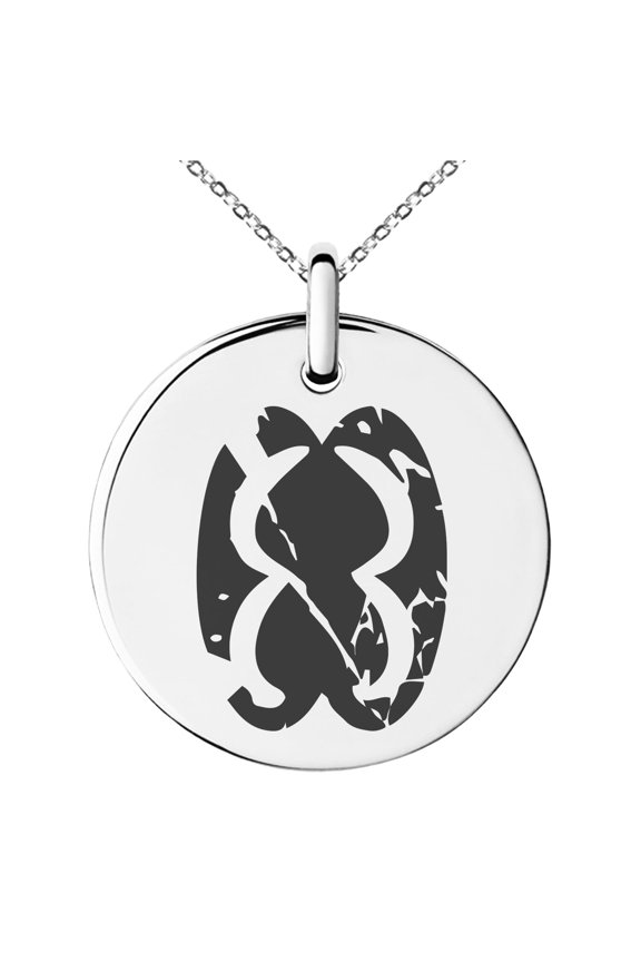 Stainless Steel Ancient Tribal Unity Rune Engraved Small Medallion Circle Charm Pendant Necklace