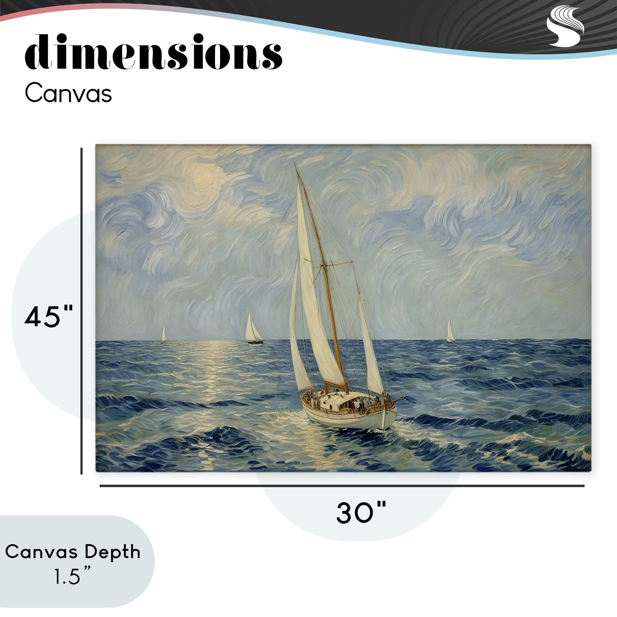 Stupell Industries Sailing Yacht on Blue Sea Canvas Wall Art, design by Angie Hawke