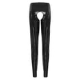 thumbnail image 4 of Lencería Sexy para mujer, mallas sin entrepierna de látex, ajustadas y de Color sólido, cintura alta, pantalones largos exóticos de cuero brillante, ropa para discoteca, 4 of 4