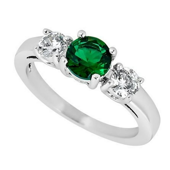 Womens May Birthstone Ring Green Cubic Zirconia Engagement Handfasting Band Fantasy Forge Jewelry
