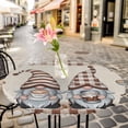 thumbnail image 4 of Coffee Gnomes Fitted Tablecloth with Elastic Edged, Round Table Cloth for Dining Table, Coffee Cups Beans Beige Plaid Waterproof Oil Proof Table Cover for Indoor Outdoor 36"-44", 4 of 8