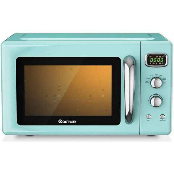 Retro Countertop Microwave Oven, 0.9Cu.ft, 900W Microwave Oven, with 5 Micro Power, Defrost & Auto Cooking Function, LED Display, Glass Turntable and Viewing Window, Child Lock