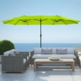thumbnail image 2 of Polytrends Johnn 15-foot Double-Sided Outdoor Offset Patio Twin Umbrella Lime 15', 2 of 5