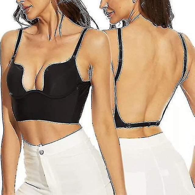Sujetador con espalda baja para mujer, sujetador sin espalda con escote profundo en forma de U y tirantes transparentes convertibles