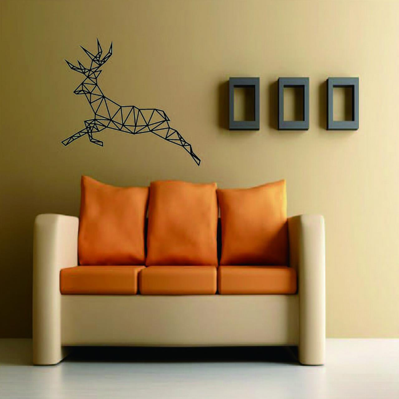 Geometric Running Deer Wall Sticker 3D Vinyl Art Geometry Animal Series Decor 