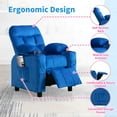 thumbnail image 4 of Wanan Kids Recliner Chair, Modern Velvet Lounge with Cup Holder, Footrest and Side Pockets, Blue, 4 of 8