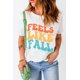 thumbnail image 3 of ABPHQTO Camiseta estampada de manga corta blanca FEELS LIKE FALL para mujer, 3 of 5