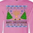 thumbnail image 4 of Inktastic Happy Chrismukkah Sweater Style with Menorah and Trees Long Sleeve T-Shirt, 4 of 5